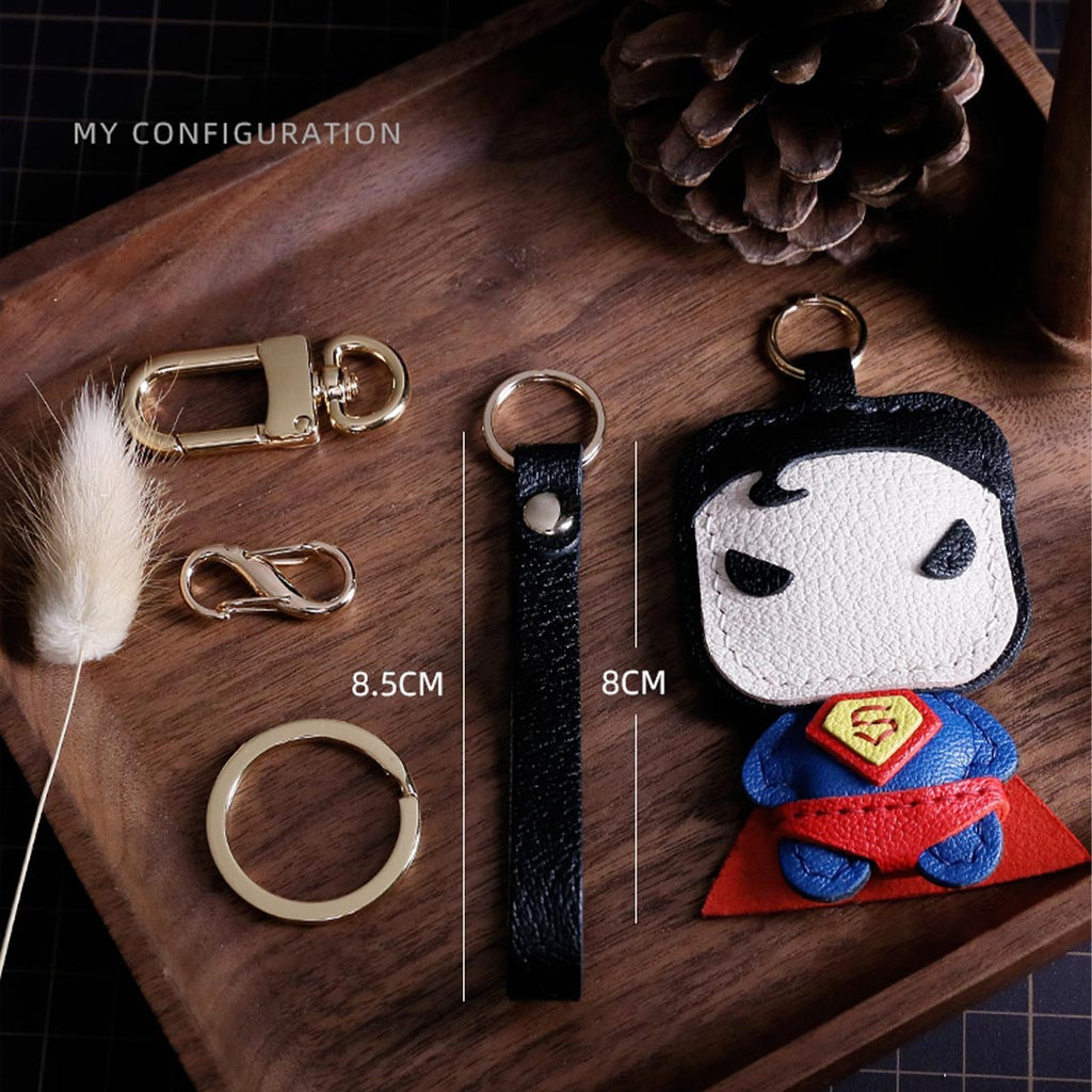 CUCUBIRD Sheep Leather Superman Keychain DIY Kit  