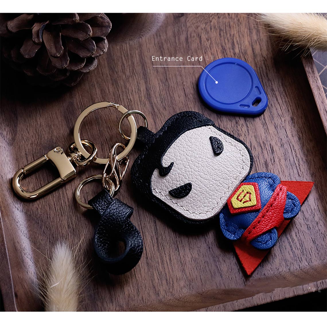 CUCUBIRD Sheep Leather Superman Keychain DIY Kit  