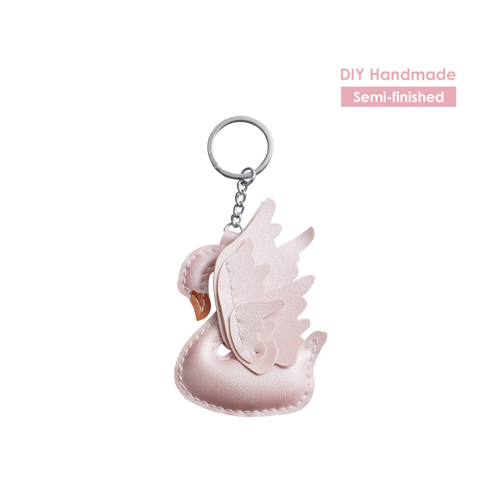 CUCUBIRD Leather Swan Bag Charm DIY Kit PU Leather / Pink 