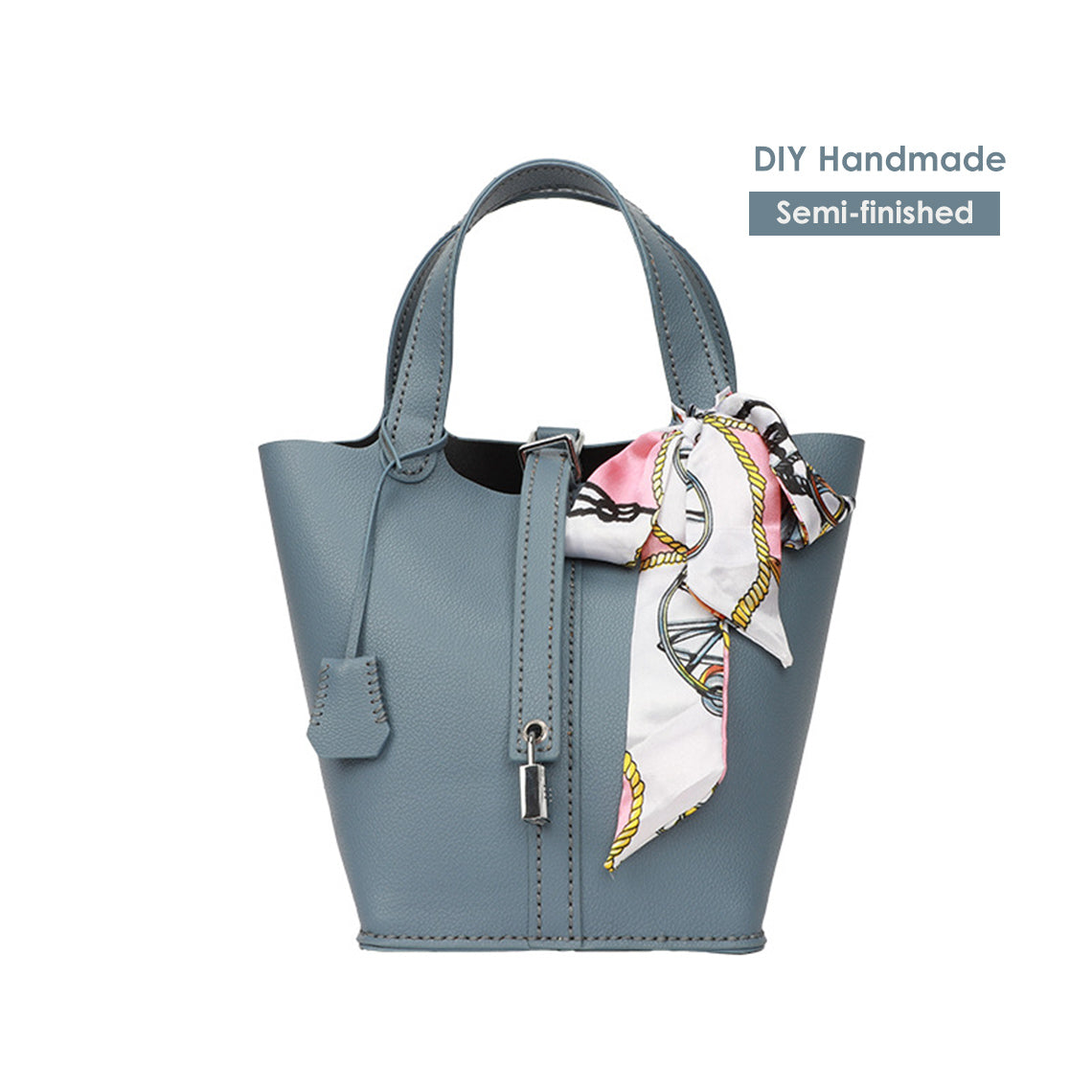 CUCUBIRD Vegan Leather Lady Lock Tote Bag DIY Kit Blue 