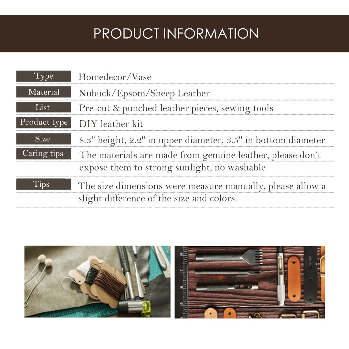 CUCUBIRD Homedecor Leather Vase DIY Kit  