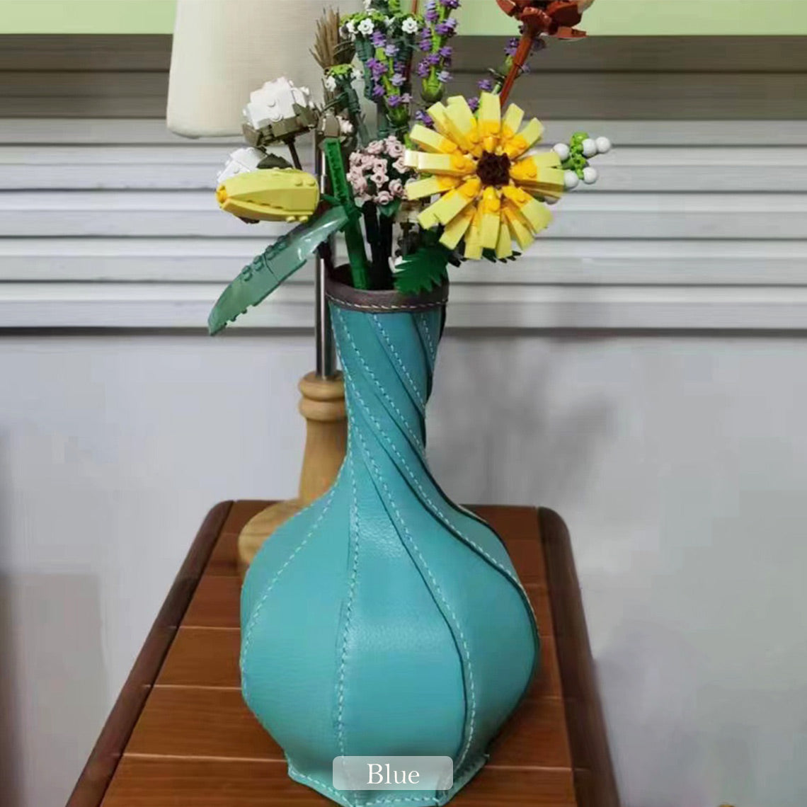 CUCUBIRD Homedecor Leather Vase DIY Kit Blue - Sheep Leather 