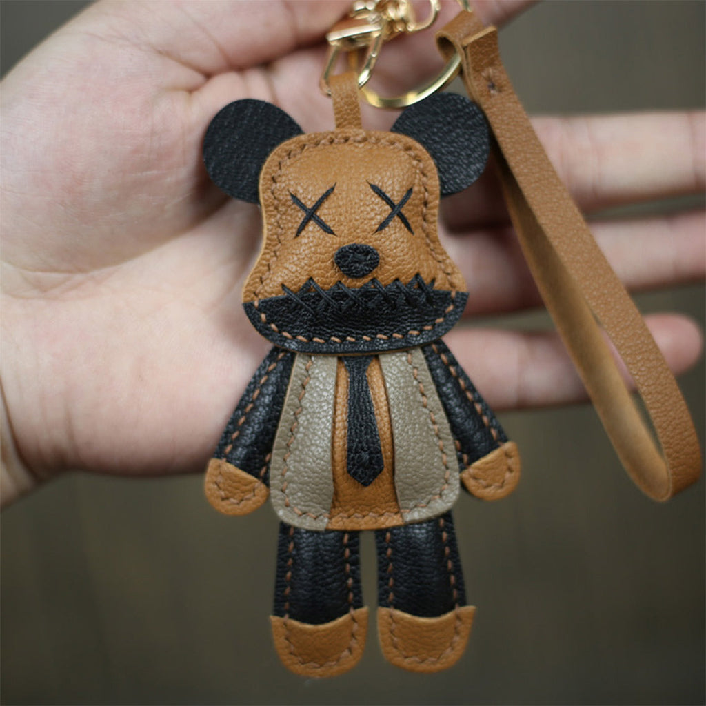 CUCUBIRD Leather Violent Bear Keychain Charm DIY Kit  