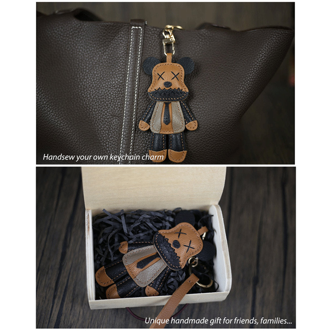 Leather Violent Bear Keychain Charm DIY Kit - CUCUBIRD