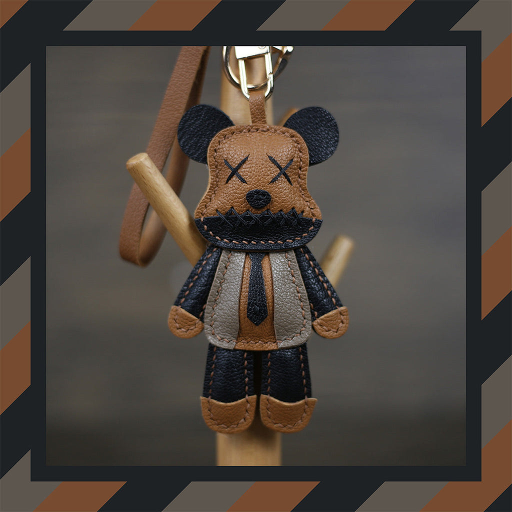 CUCUBIRD Leather Violent Bear Keychain Charm DIY Kit  