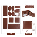 CUCUBIRD Men Leather Wallet DIY Kit Trifold / Light brown 