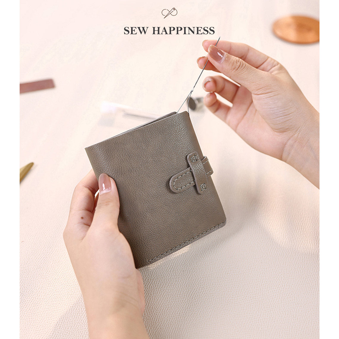 CUCUBIRD Top Grain Leather Grey Men's Wallet DIY Kit  