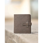 CUCUBIRD Top Grain Leather Grey Men's Wallet DIY Kit Vertical / Trifold 