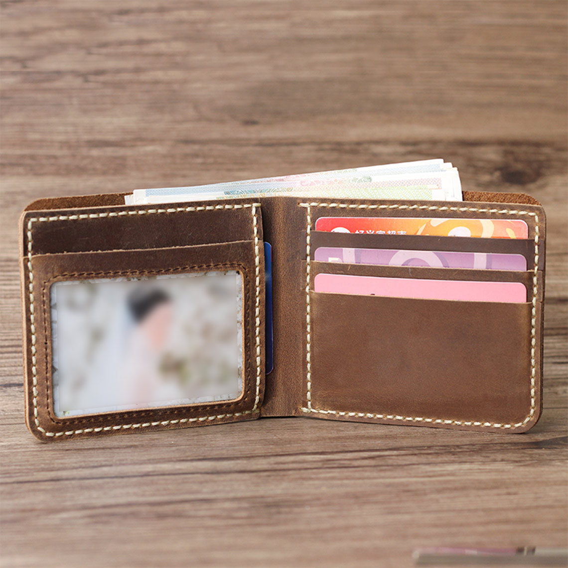 CUCUBIRD Crazy Horse Leather Vintage Wallet DIY Kit  