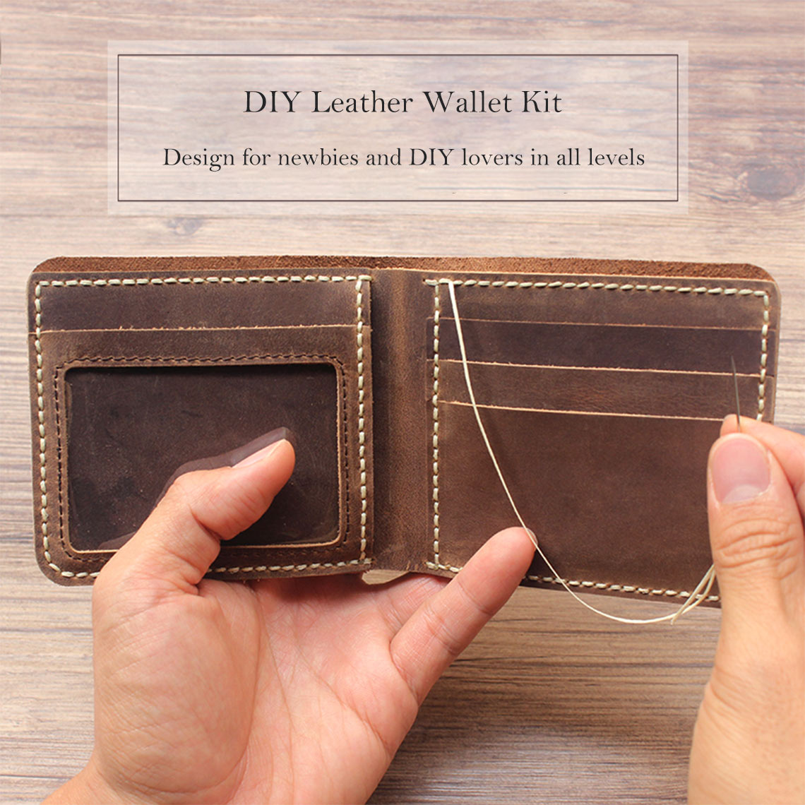 CUCUBIRD Crazy Horse Leather Vintage Wallet DIY Kit  