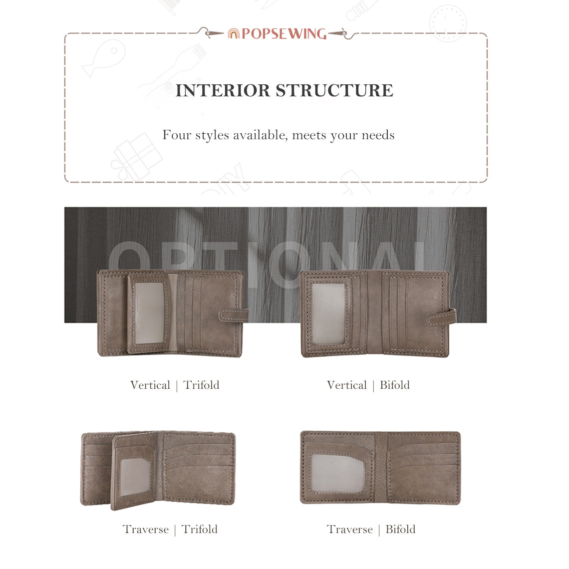 CUCUBIRD Top Grain Leather Grey Men's Wallet DIY Kit  