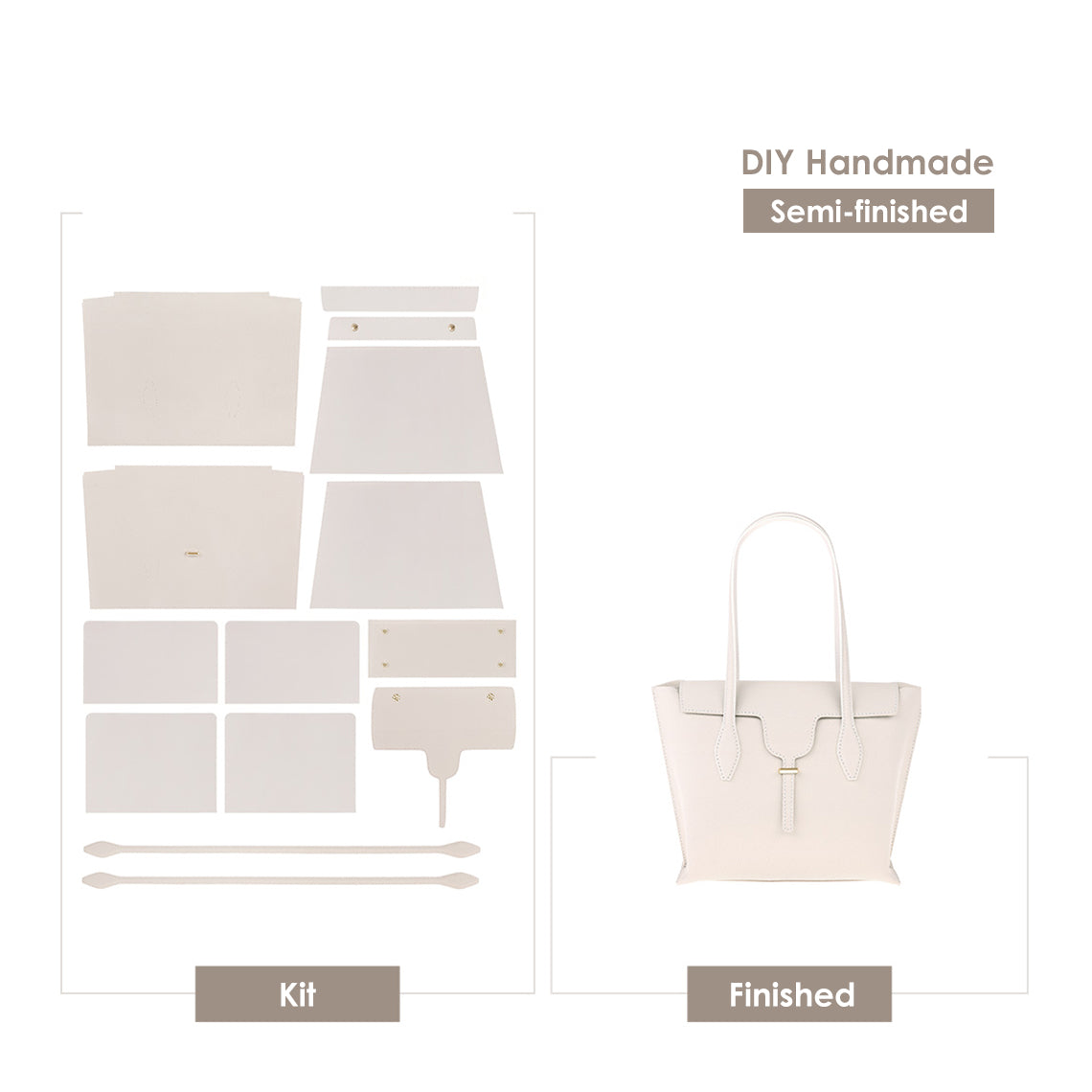 CUCUBIRD Leather Women White Tote Bag DIY Kit  
