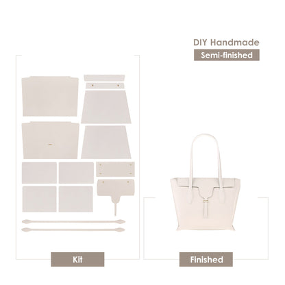 Leather Women White Tote Bag DIY Kit - CUCUBIRD