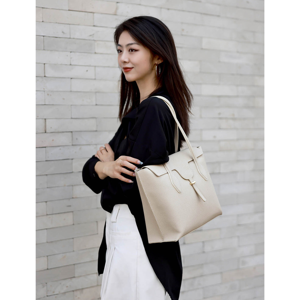 CUCUBIRD Leather Women White Tote Bag DIY Kit  